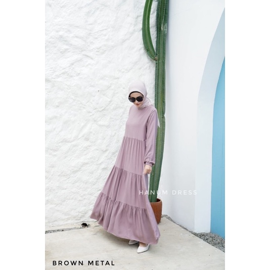 Hanum dress premium / dress polos / dress busui / gamis busui / dress rayon twill / dress hitam polos / BISACOD-7