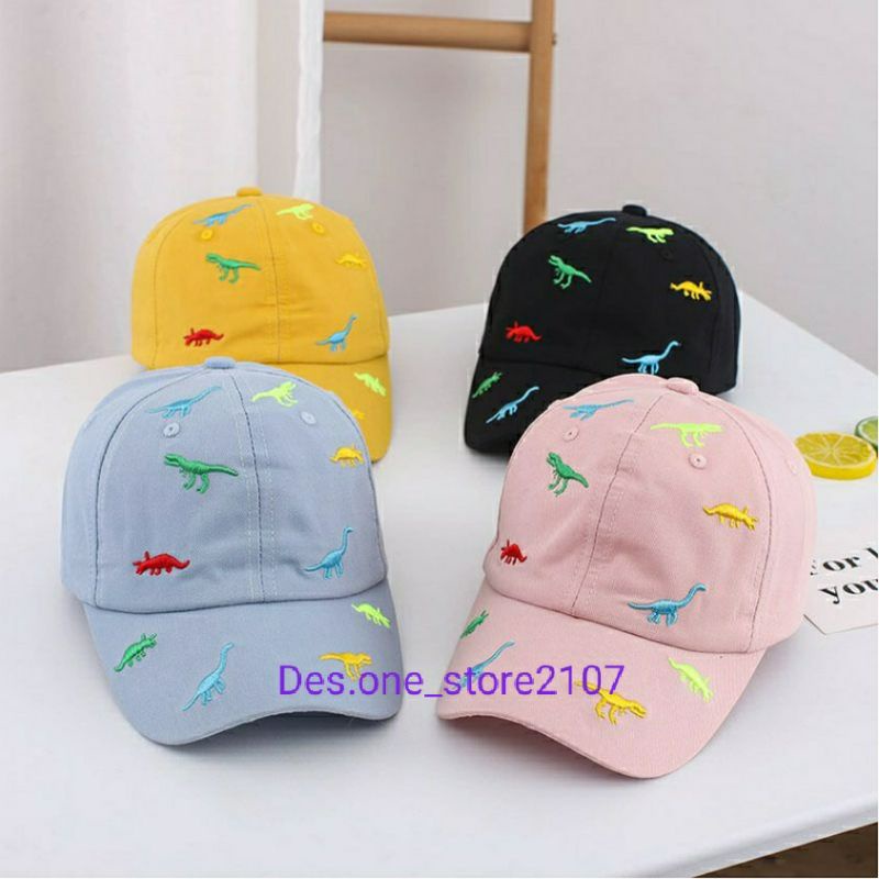 Topi Anak Karakter Dino Dinosaurus Full Bordir Topi Mixue usia 3-8 tahun