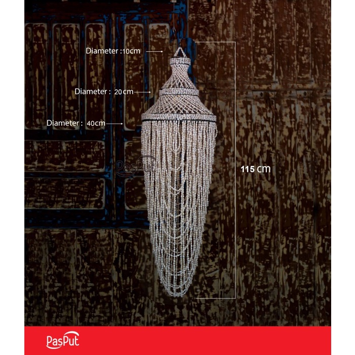 Kap Lampu gantung kerang 40cm, hiasan gantung kerang Telur Tutup