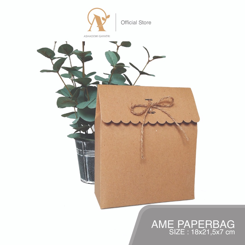 

Ashadewi Gayatri - Ame Paperbag : Medium 18x21,5x7 cm / Paperbag Rakit / Paperbag Tali Rami / Goodie Bag /Brown Kraft