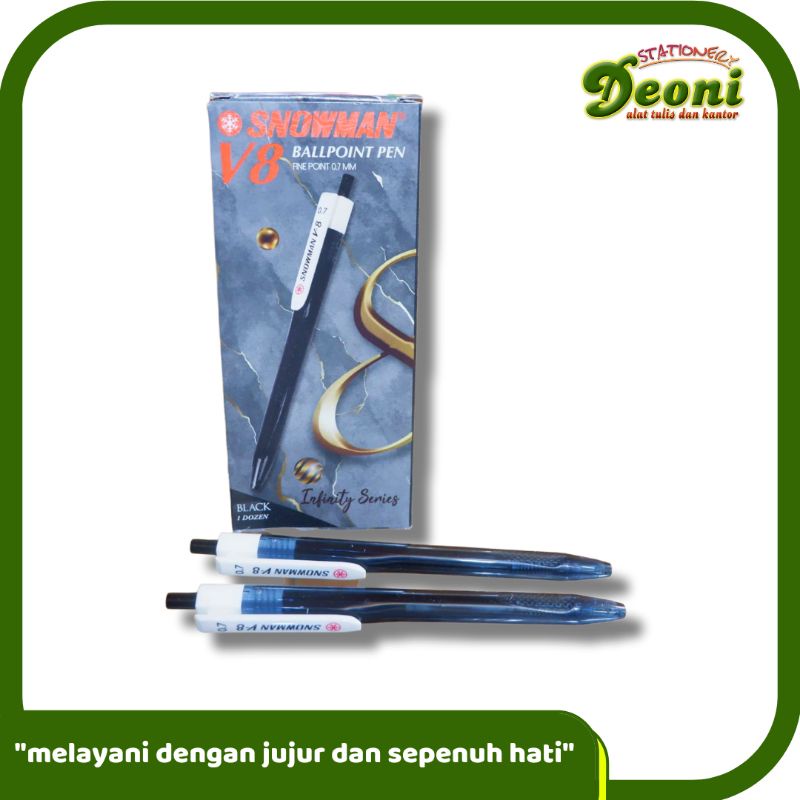

Snowman Ballpoint Pen / Pulpen / Pena V-8 0.7mm Hitam