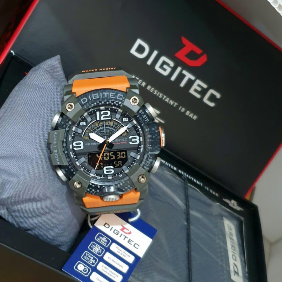 Jam tangan pria digitec 3118T/2118T dualtime original free dompet garansi resmi 1 tahun