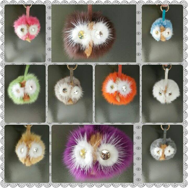 Gantungan Tas Owl Fur Ball/ Furball Bulu Halus/ Fendi Charm/ Bag Charm