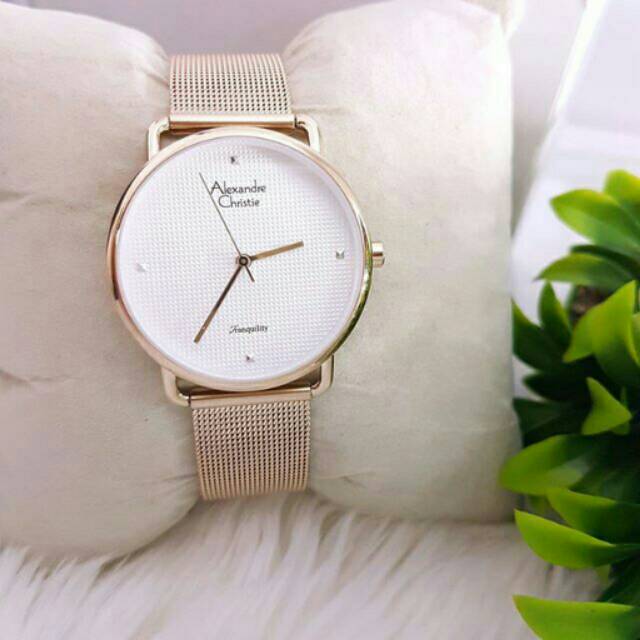 Jam Tangan Wanita Alexander Christie AC 2640 Gold Original