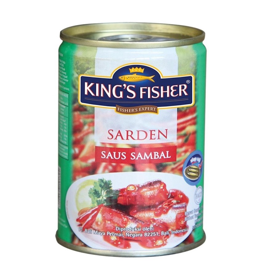 

sarden sardines kaleng king's fisher saus sambal chili spicy pedas 425