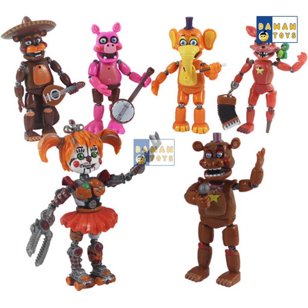 Action Figure FNAF Five Night At Freddy Set 6 Fazbear Bonie Foxy Montgomery Glamrock