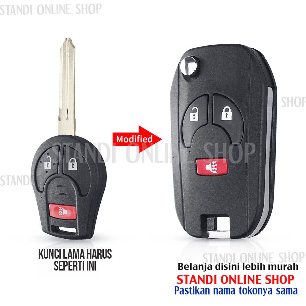 Casing Kunci Lipat Flip Key Rumah Kunci Nissan March 3 Tombol