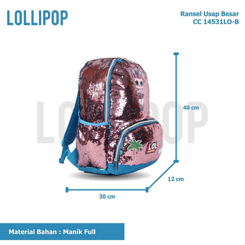 [KLIKTAS] Tas ransel anak perempuan manik usap SEQUIN LOL tas cewek SD TK