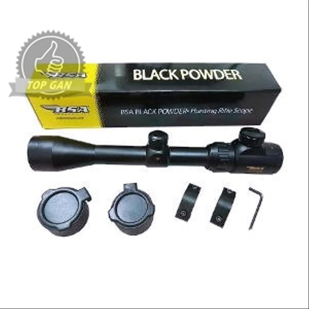 Teleskop Senapan Angin BSA 39x40 RGB Black Powder Tutup Flip nyala 3