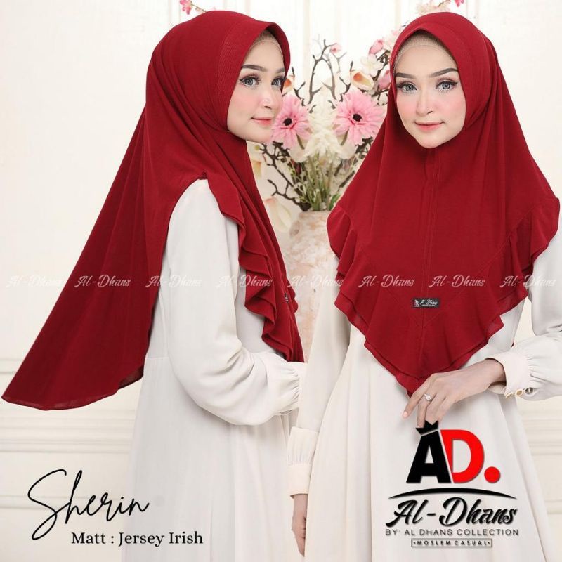 hijab instant ped sherin ori al dhans, jilbab instan jersey rempel