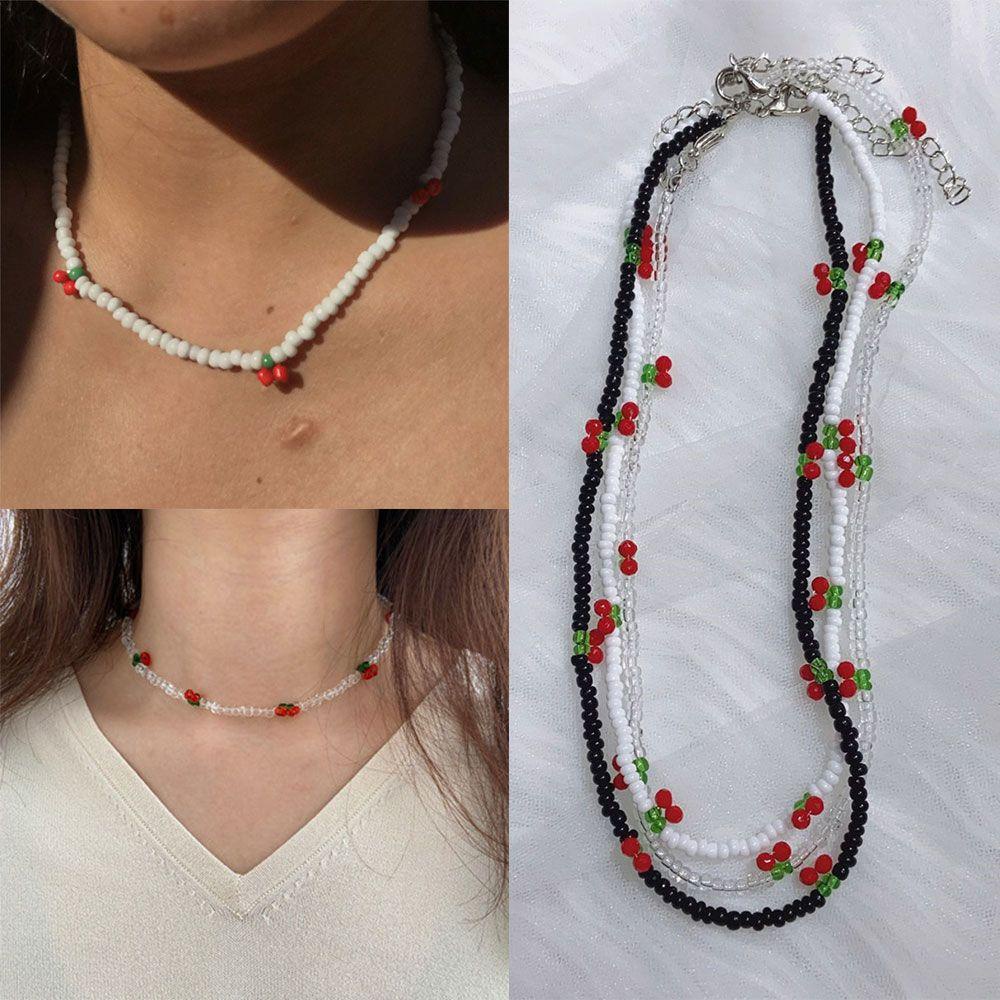 Lily Kalung Buah Lucu Gaya Boho Manik-Manik Menenun Manik-Manik