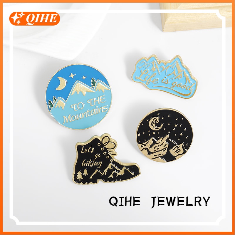 Bros Pin Enamel Desain Gunung Api Petualangan Alam Aksesoris Jaket / Tas Ransel / Camping / Hiking / Hadiah