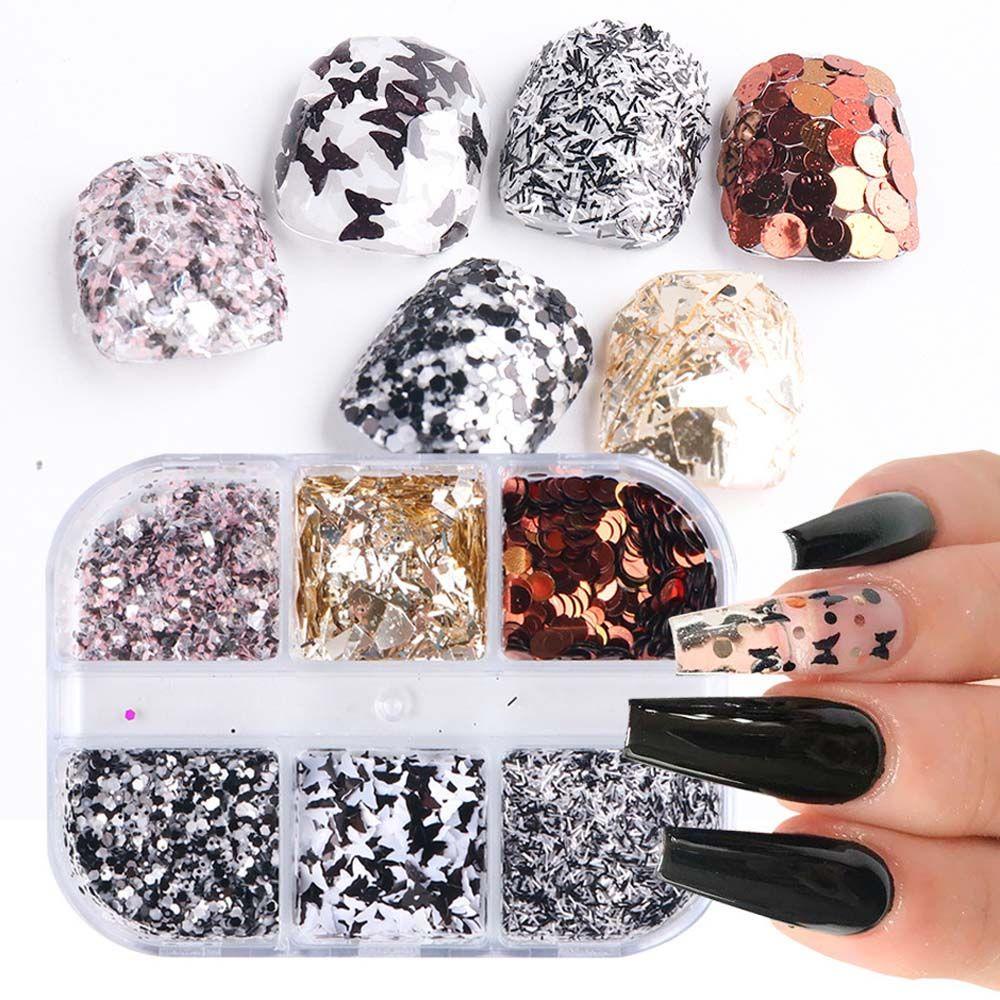 Mxbeauty 3D Stiker Kuku DIY Pesona Kuku Paillette Set Kupu-Kupu Hologram Nail Art Nail Art Ornamen Kuku Glitter Payet
