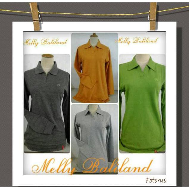 KAOS POLO SHIRT /SHIRT POLO LENGAN PANJANG WANITA BAHAN LACOSTE PIQUE