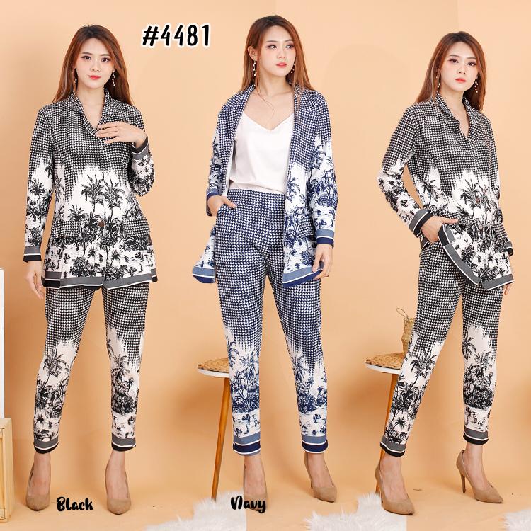 Kathryn collection #4481, Stelan blazer scuba motif import premium celana panjang tangan panjang