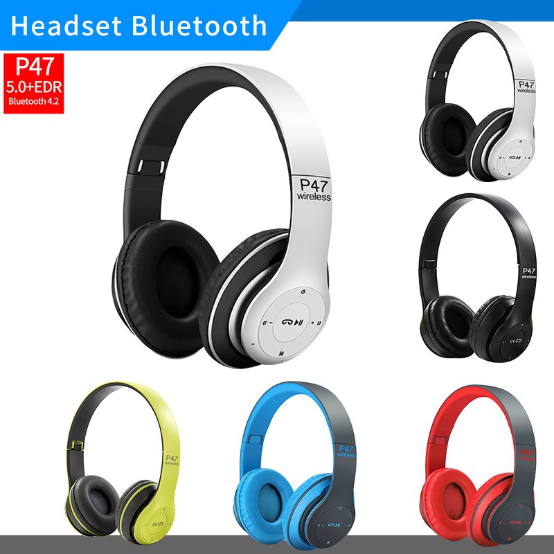 Headphone wirelles Bluetooth P47 Headphone nirkabel super bass