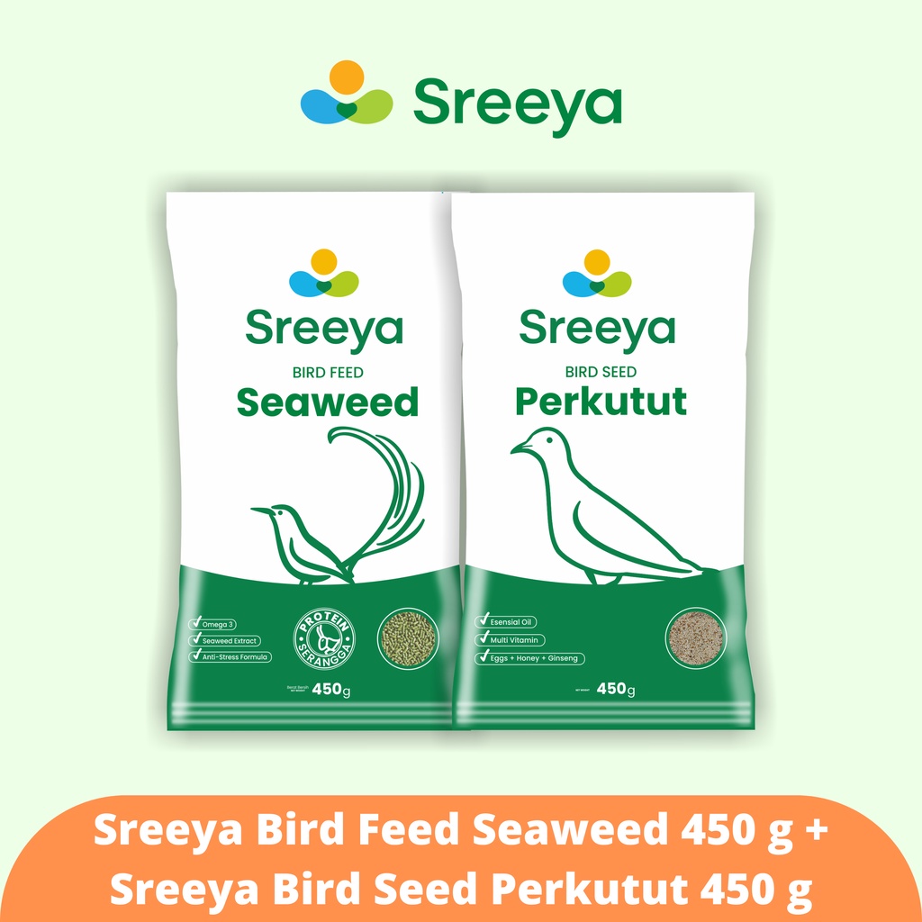 Sreeya Bird Feed Seaweed 450 g + Bird Seed Perkutut 450 g