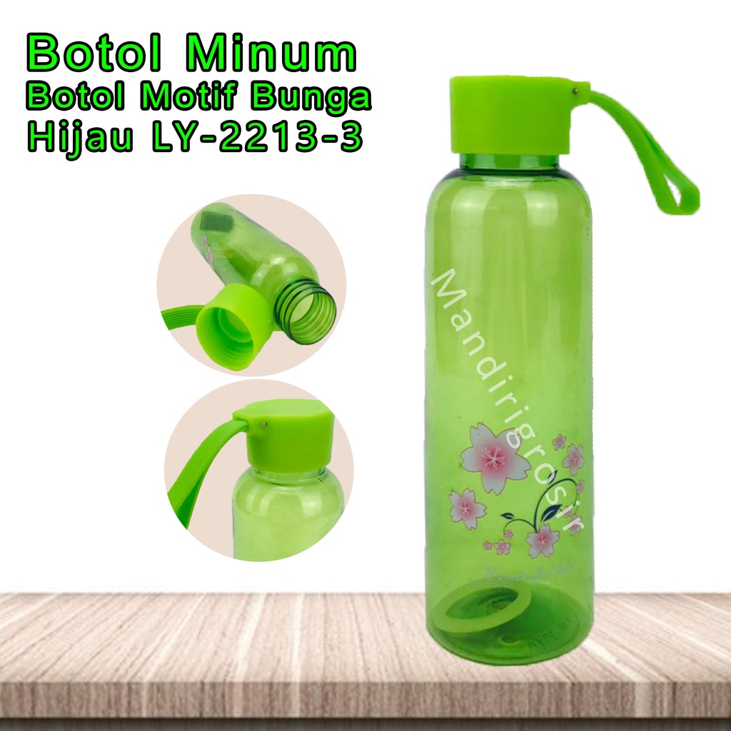 Botol Minum* Botol minum plastik * Motif bunga * warna hijau ly-22213-3 * 500ml