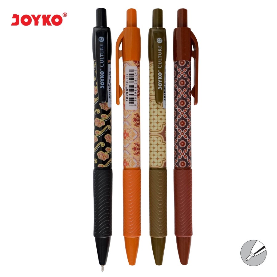 

( 12 pcs ) Ball Pen / Pulpen / Pena Joyko BP-184 / Culture / 0.7 mm - Hitam