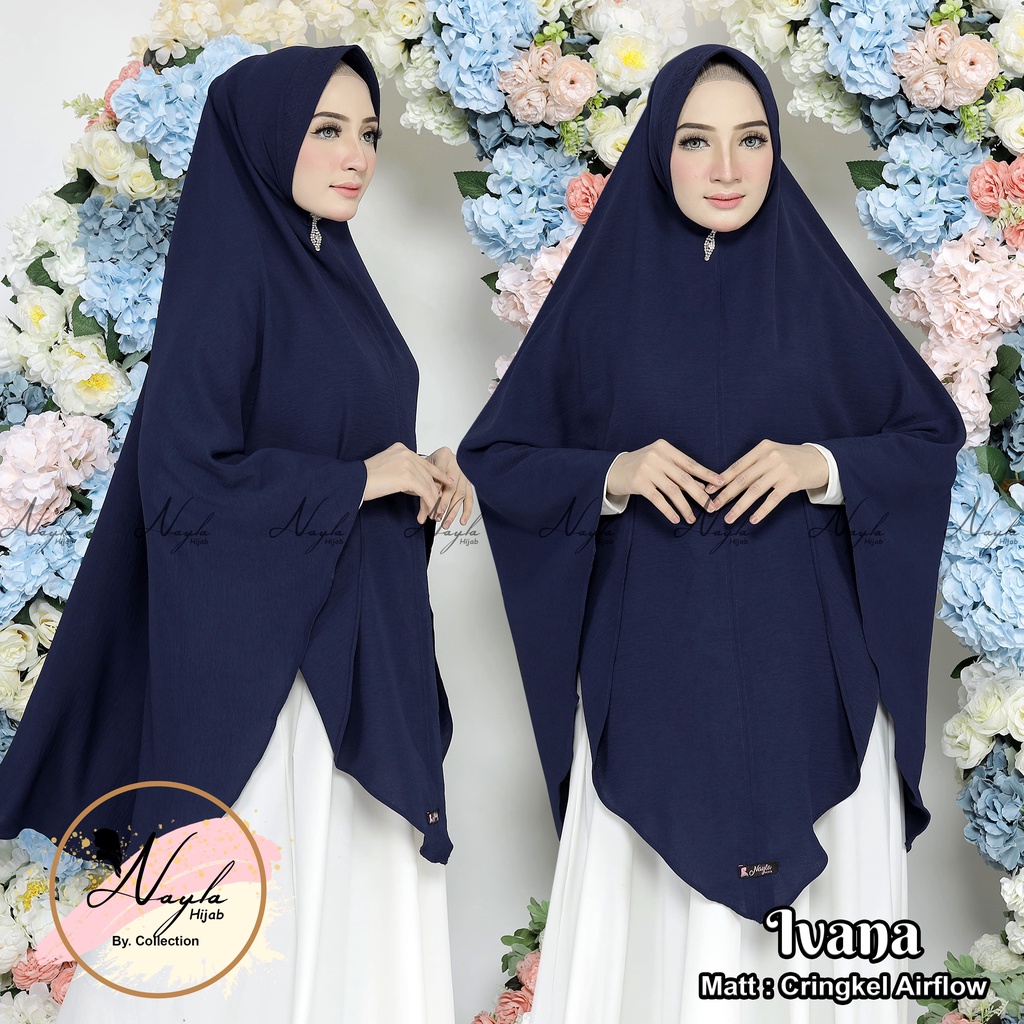 Kerudung Instan Pet Crinkle Airflow Premium Ivana Jilbab Bergo Pet Airflow Anti Kusut Hijab Instan Nayla Hija'b