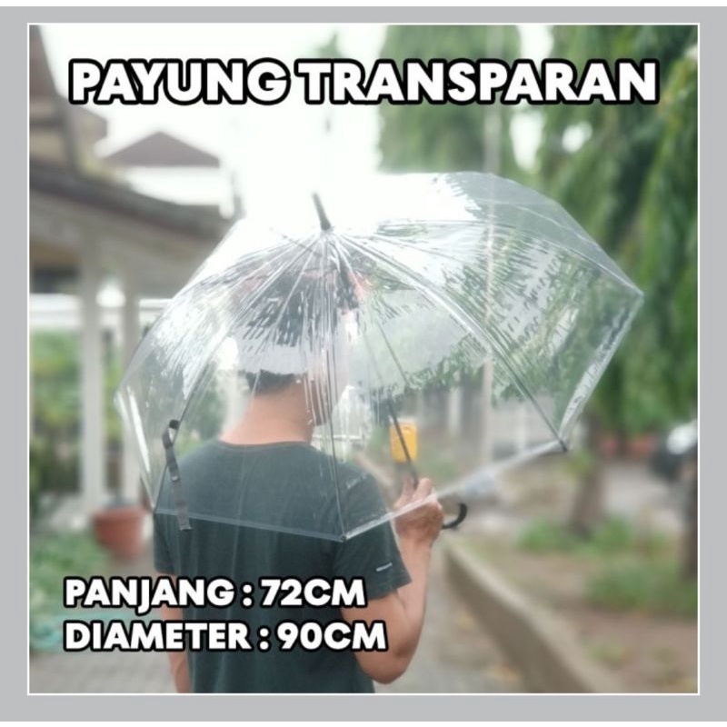 Payung Hitam / Putih/ Transparan Korea Jepang Black Umbrella Kualitas Bagus  ibz