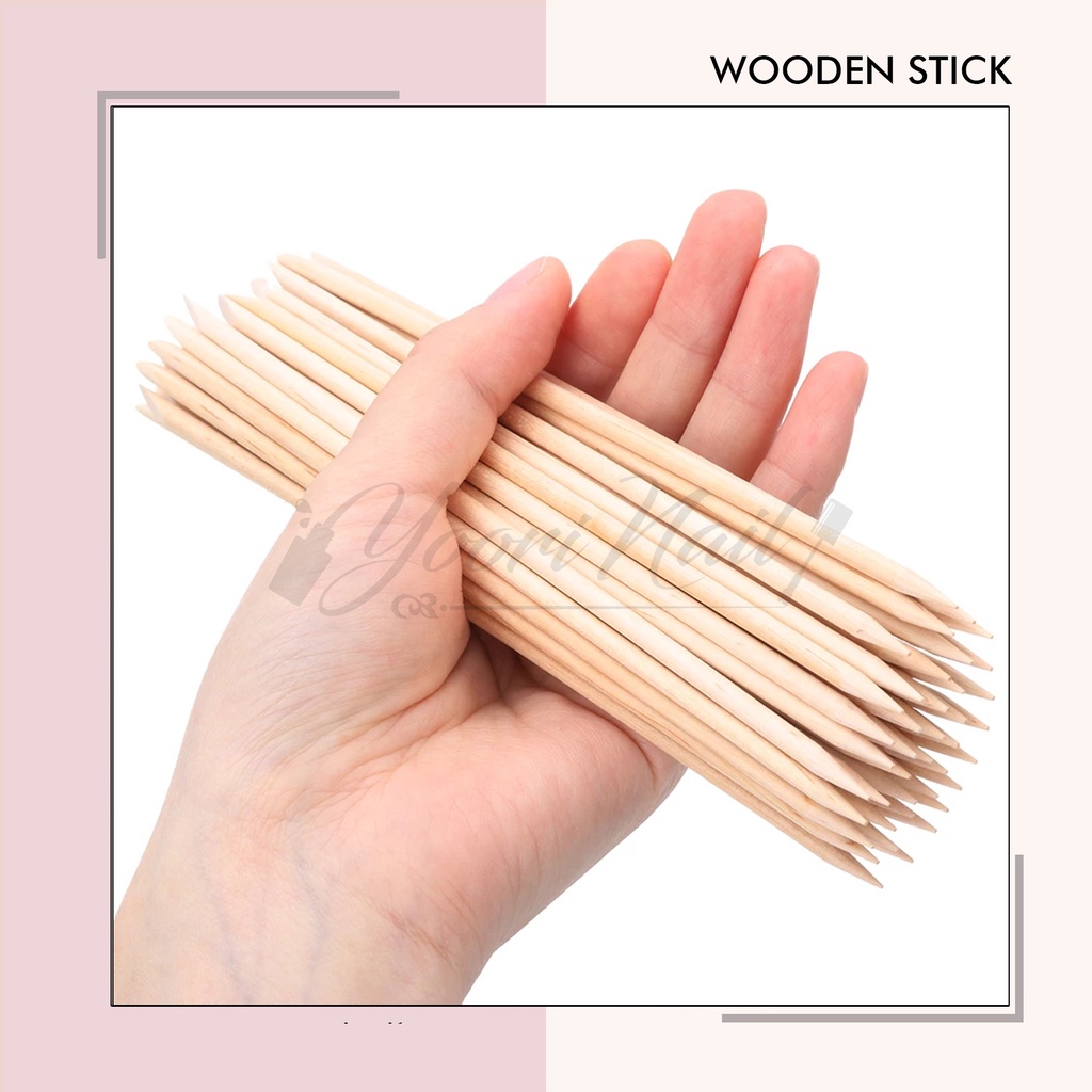 100pcs orange wooden stick stik kayu serbaguna untuk pendorong kutikula nail art manicure