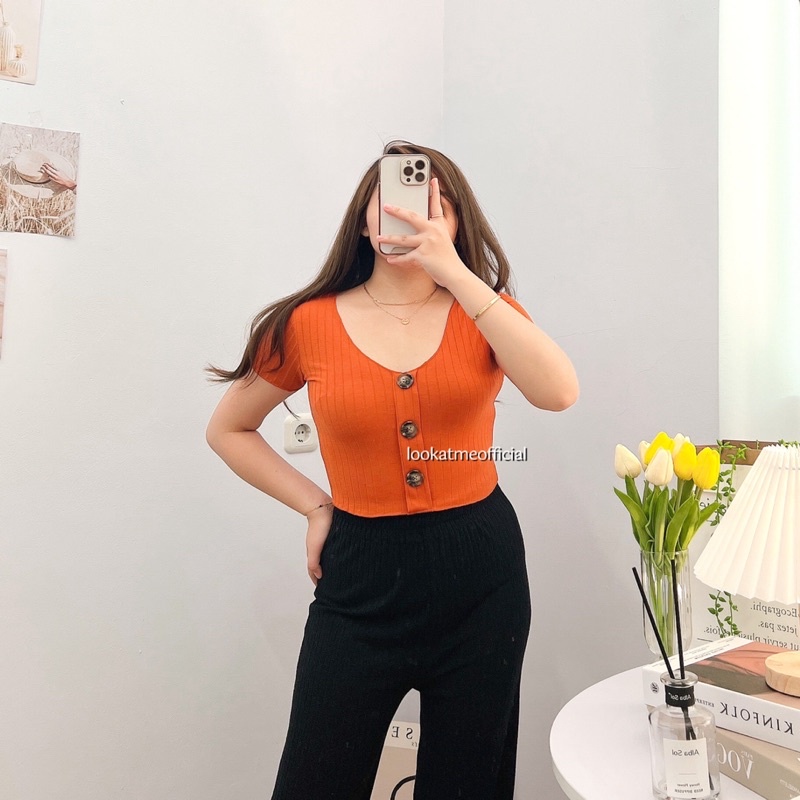 lookatmeofficial • Minnie Crop Top - Atasan Basic Crop Wanita Bahan Knit