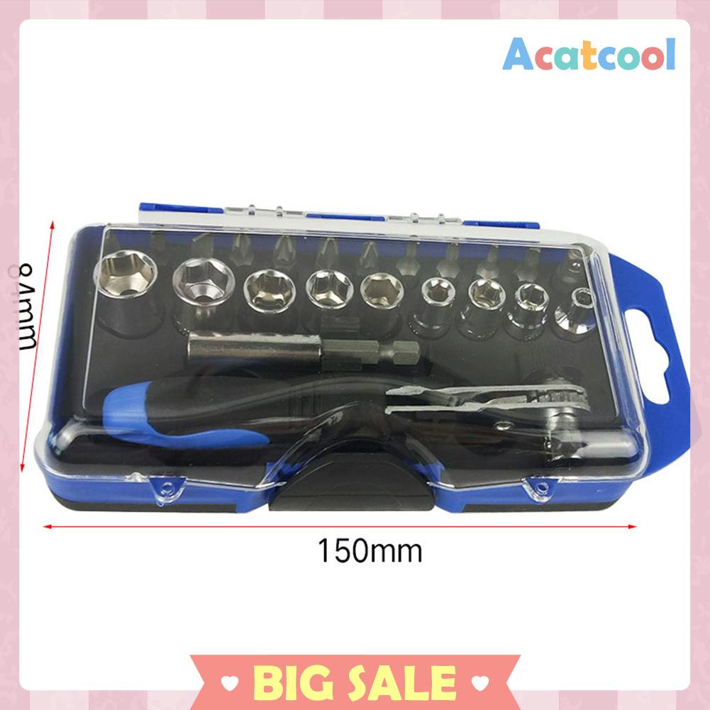 23pcs Kunci Pas / Obeng / Kunci Pas / Ratchet Untuk Reparasi
