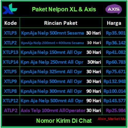 [XL, AXIS ] Paket Telpon ( 30 - 90 Hari )