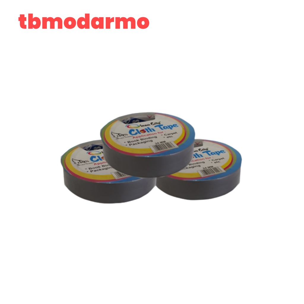 Cloth Tape / Lakban Kain Olean City 1 Inch (24mm X 10m) Silver