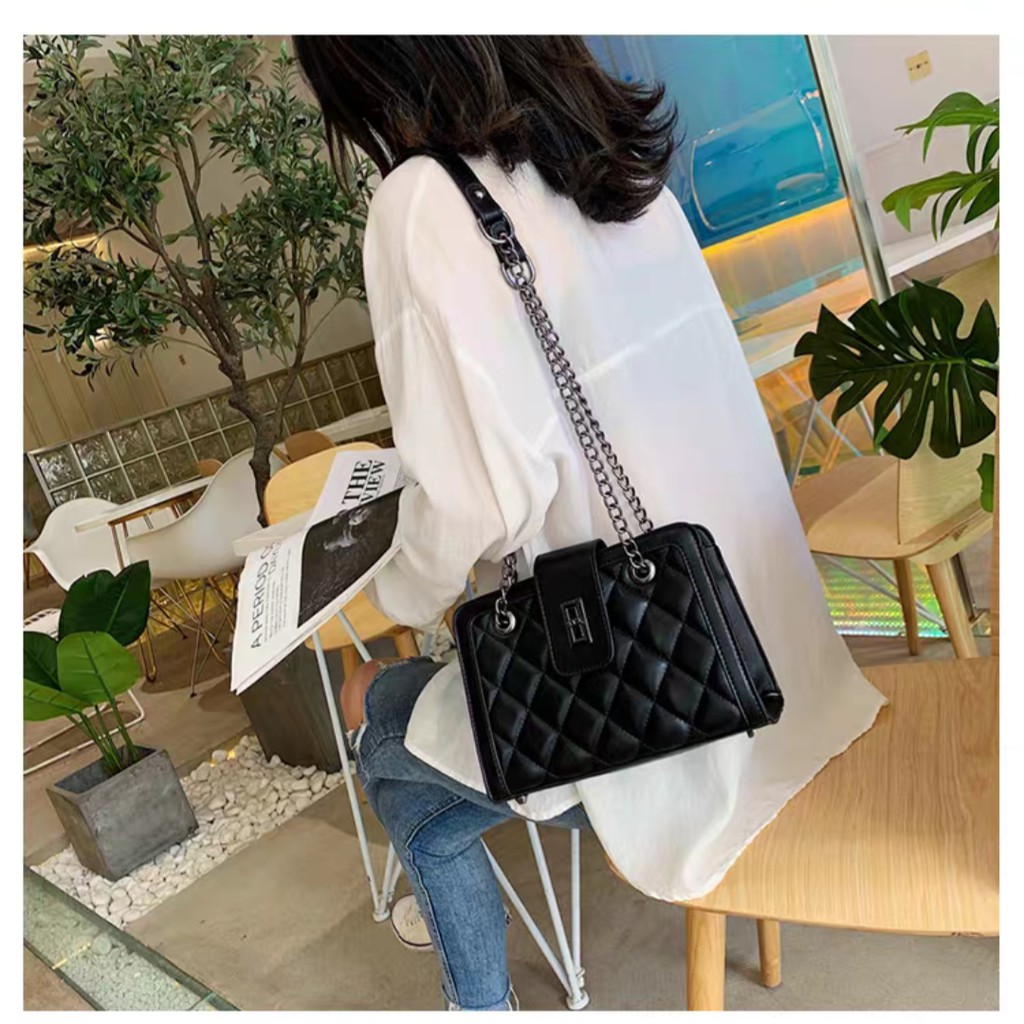 ready cod tas selempang handbag tote bag wanita warna hitam tas besar import murah terbaru