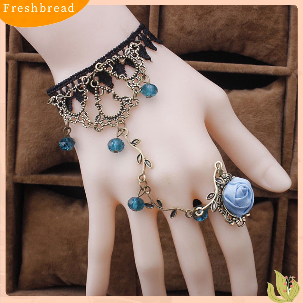 [TERLARIS]Gothic Jewelry Women Lace Flower Hand Slave Chain Ring Harness Bracelet Gift