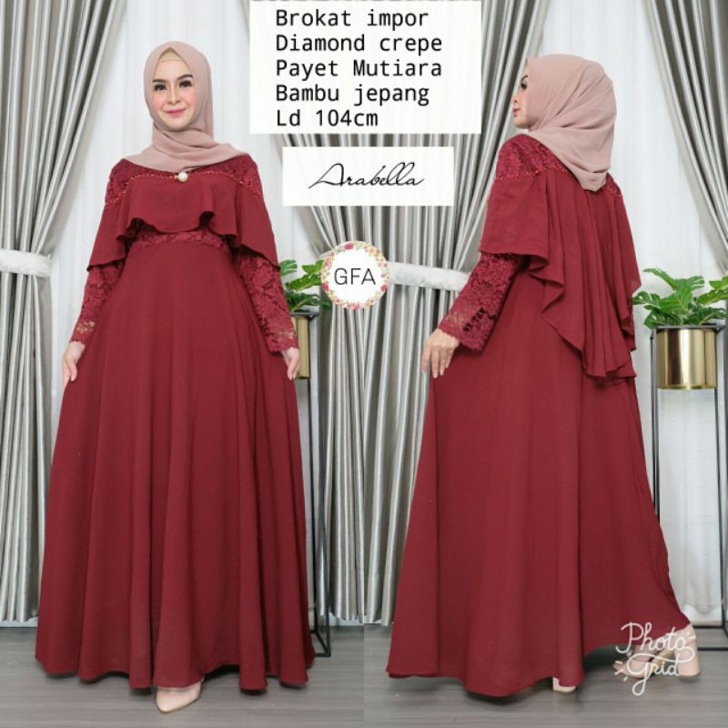 DRESS BROKAT GAMIS PESTA MUSLIM ARABELLA