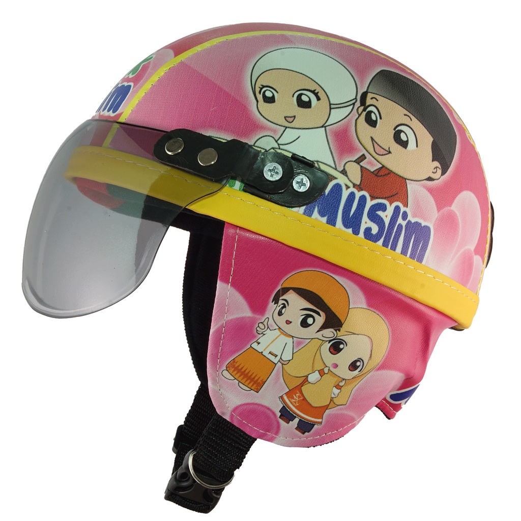 Helm Anak Untuk Usia 1-4 Tahun Motif Anak Muslim - Pink Kuning