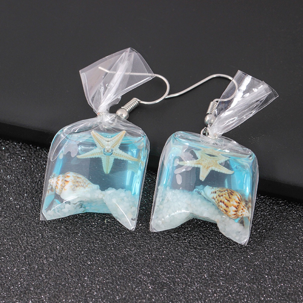 Hu Hu Hu Hu Hu Alat Bantu Pasang Kacamata♡ Anting Kait Gantung Bahan Resin Desain Bintang Lautbunga Kering Transparan Untuk Wanita