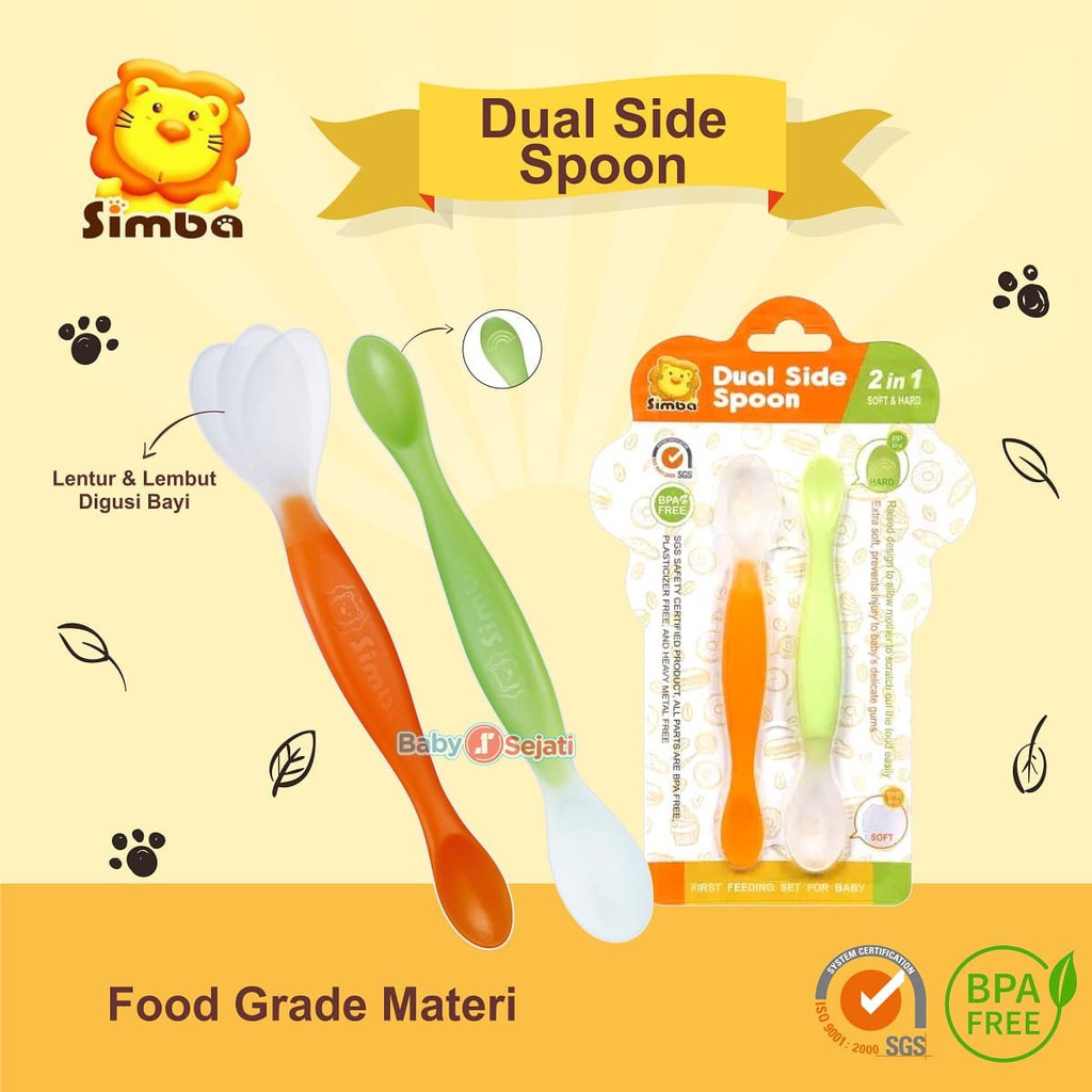 3336 Simba Dual Side Spoon Soft And Hard / Sendok Simba Dua Sisi