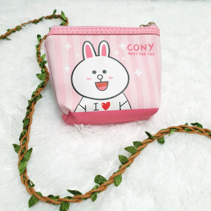 Dompet koin oval kotak cony line