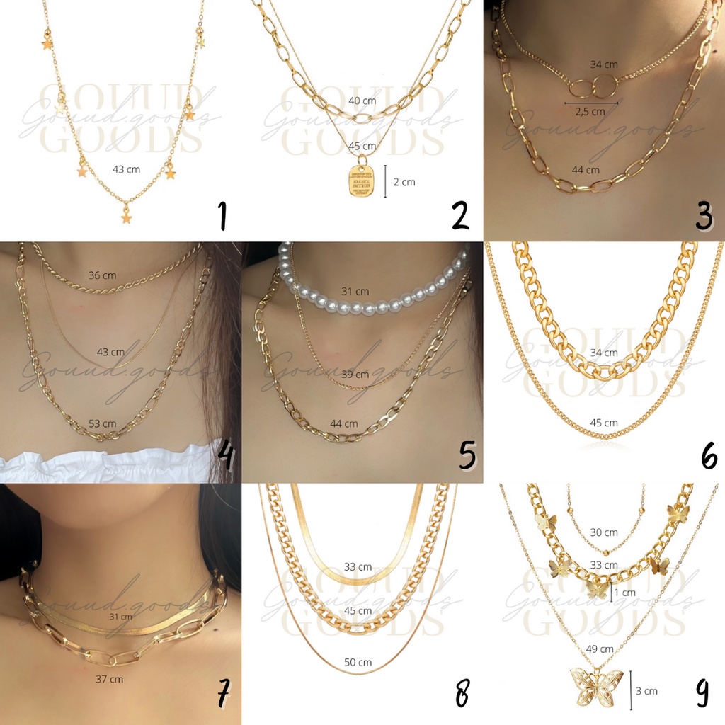 Necklace / Kalung Wanita Korea / Aksesoris Wanita / Kalung Rantai / Kalung Aesthetic / Kalung Layer Polos