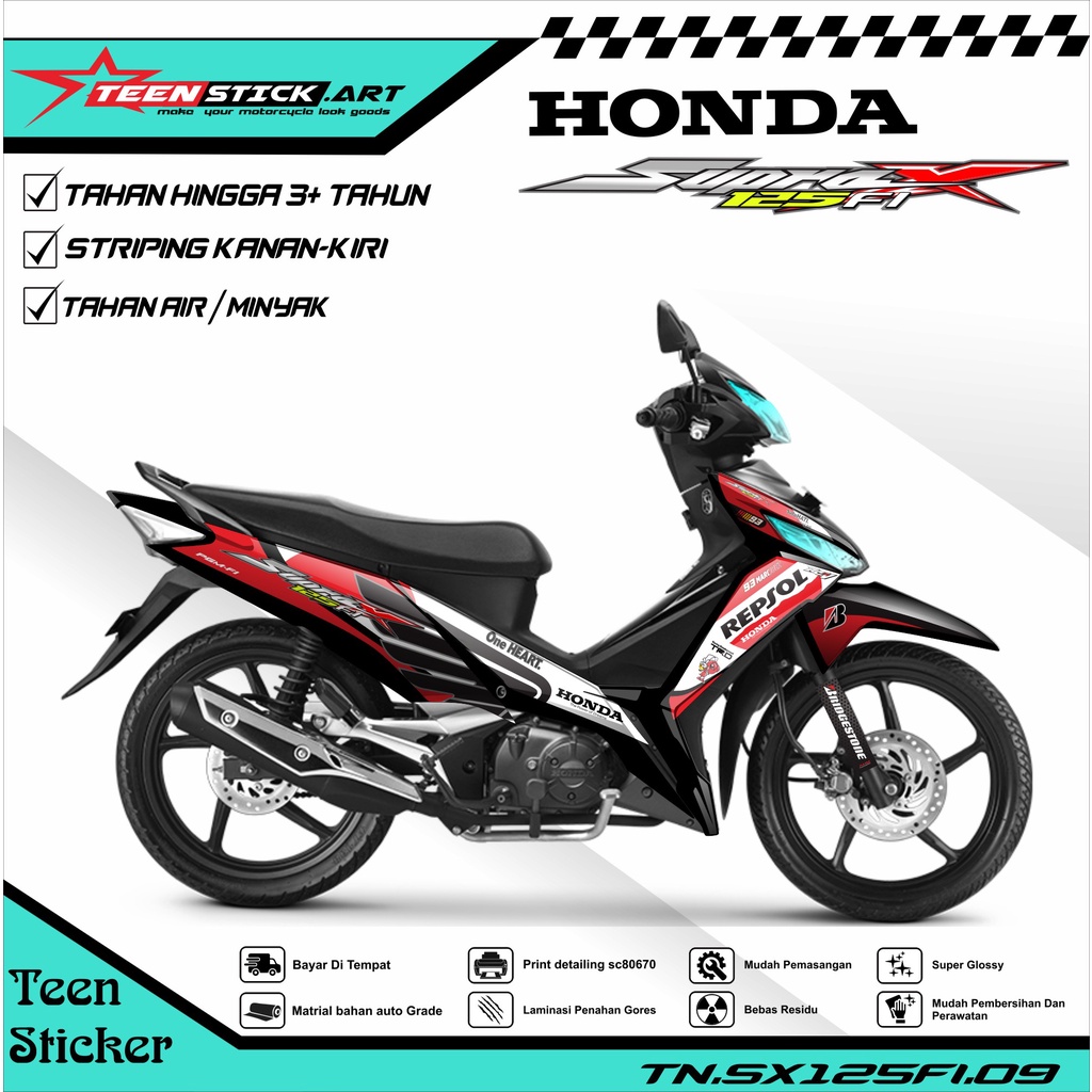 Striping SUPRA X 125 FI- Striping  Variasi  Hologram Chrome Vynil UV Transparant HONDA SUPRA X 125 F
