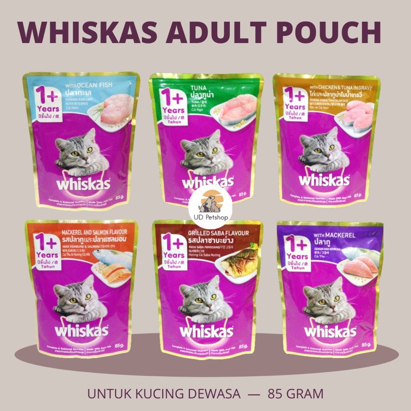 Jual Whiskas Adult Pouch 1+ 85gr Makanan Kucing Basah Wet Food
