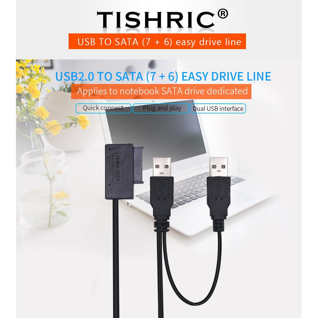 Unik Kabel USB 2.0 to 13pin 7plus6 Mini SATA for internal Laptop CD-DVD Murah
