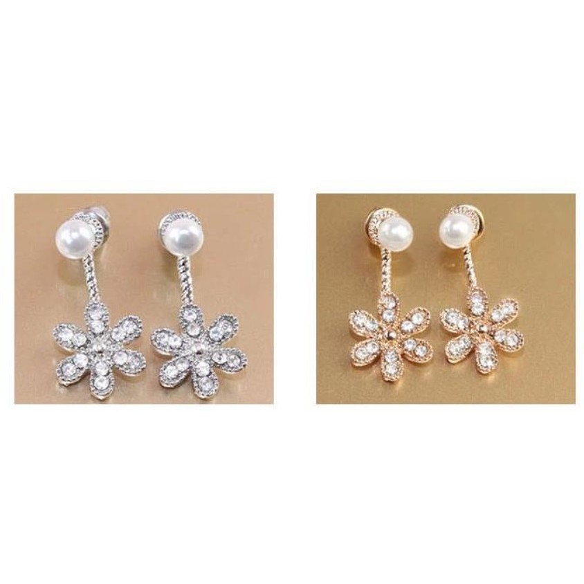 Anting Tindik Wanita Mutiara A14 BUNGA 02 Korea Fashion Women Pearl Earring Giwang Cewe