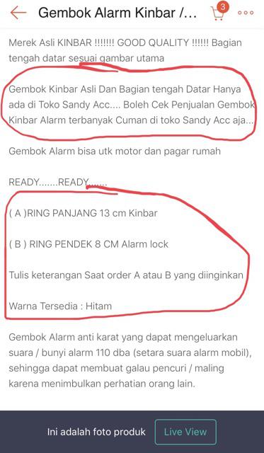 Gembok Alarm Kinbar / Gembok Anti Maling Alarm Lock
