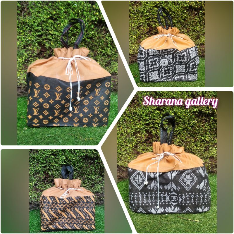 Tas serut motif batik/tas spunbond tas hajatan isi (12) pcs muat box 20x20