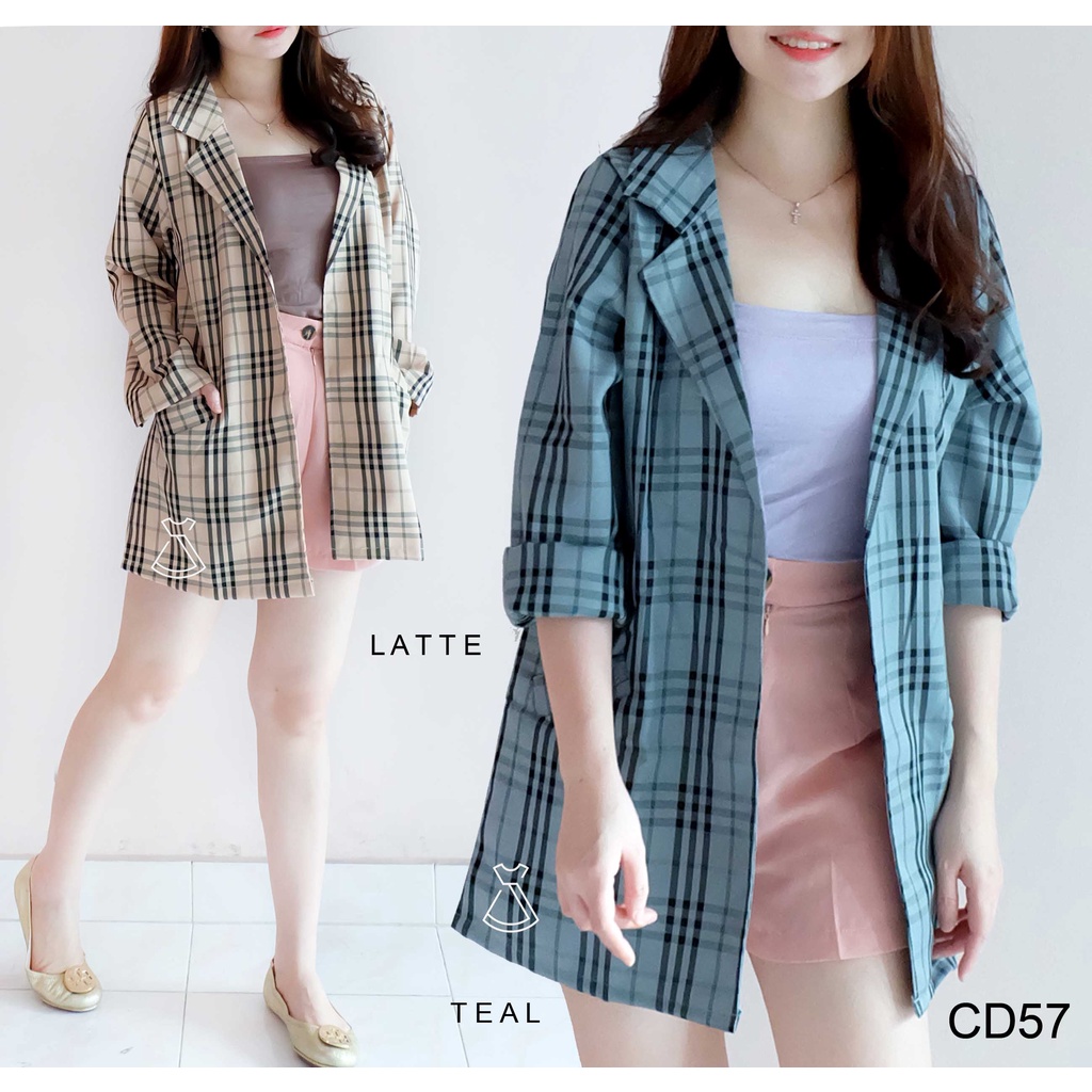 CD57 - Outer Blazer Casual Basic Cotton Linen Stylish Korean Look