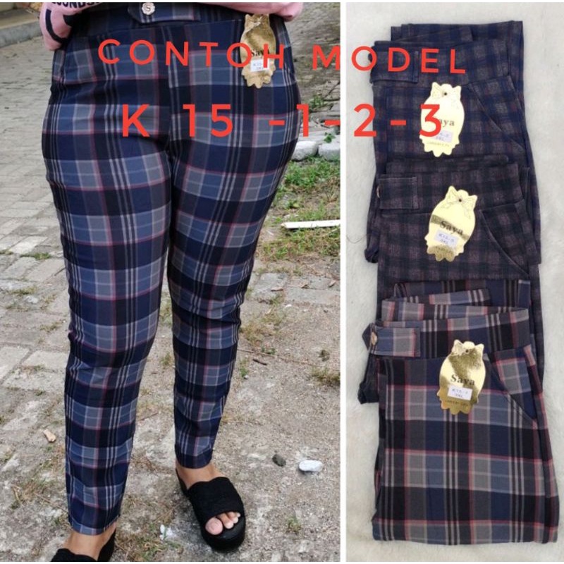 celana IMPORT TERBARU MOTIF KOTAK DAN SALUR BHAN STRET