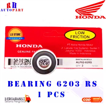 Bearing Laher 6203 RS Laher pres merek Honda ALF62-03 RS bantalan bola 6203 Bearing Ball 6203 RS New CBR 150R K45G, GL MAX, Kharisma, Legenda, Mega Pro, Revo, Supra Fit, Tiger
