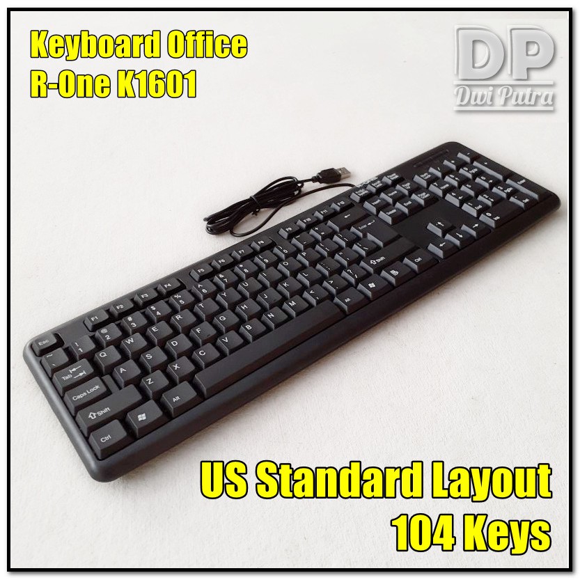 KEYBOARD R-ONE R1601 OFFICE // USB US LAYOUT KEYBORD KANTOR KANTORAN // R-1601 WATER SPILL HOLE