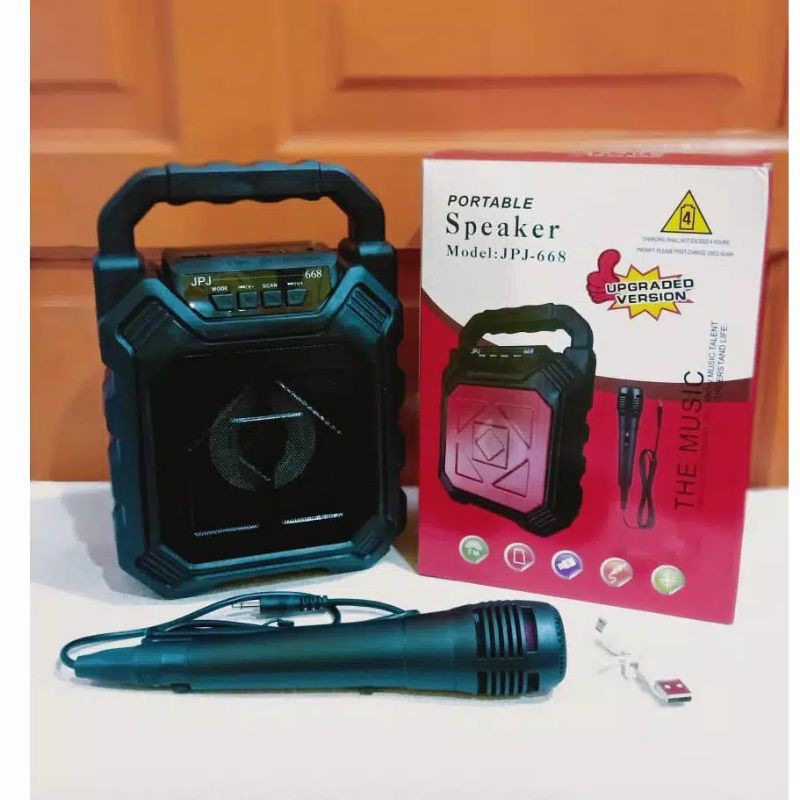 (COD) SPEAKER BLUETOOTH JPJ-668 YD-668 Speaker Karaoke Bonus Mic Bisa RADIO USB Memory Card AUX MIC