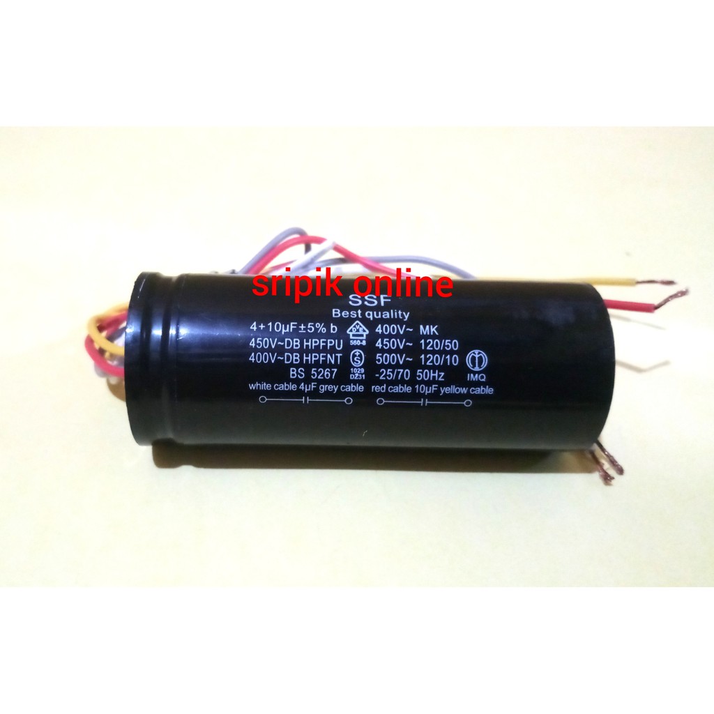 capasitor kapasitor mesin cuci double 4+10 uF 450V